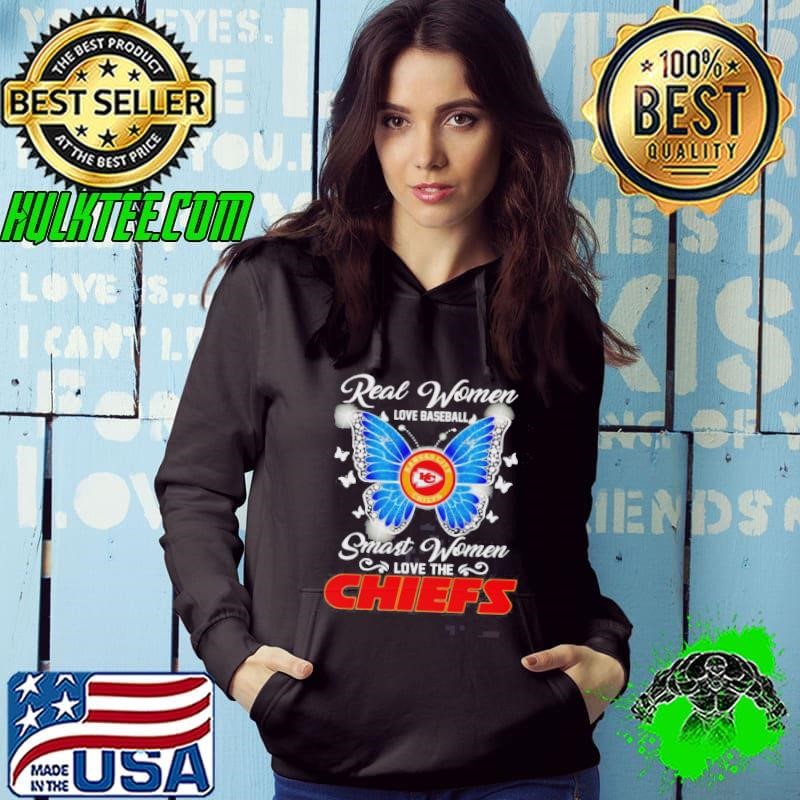 Real Women Love Baseball Smart Women Love The Kansas City Chiefs Butterfly Hoodie