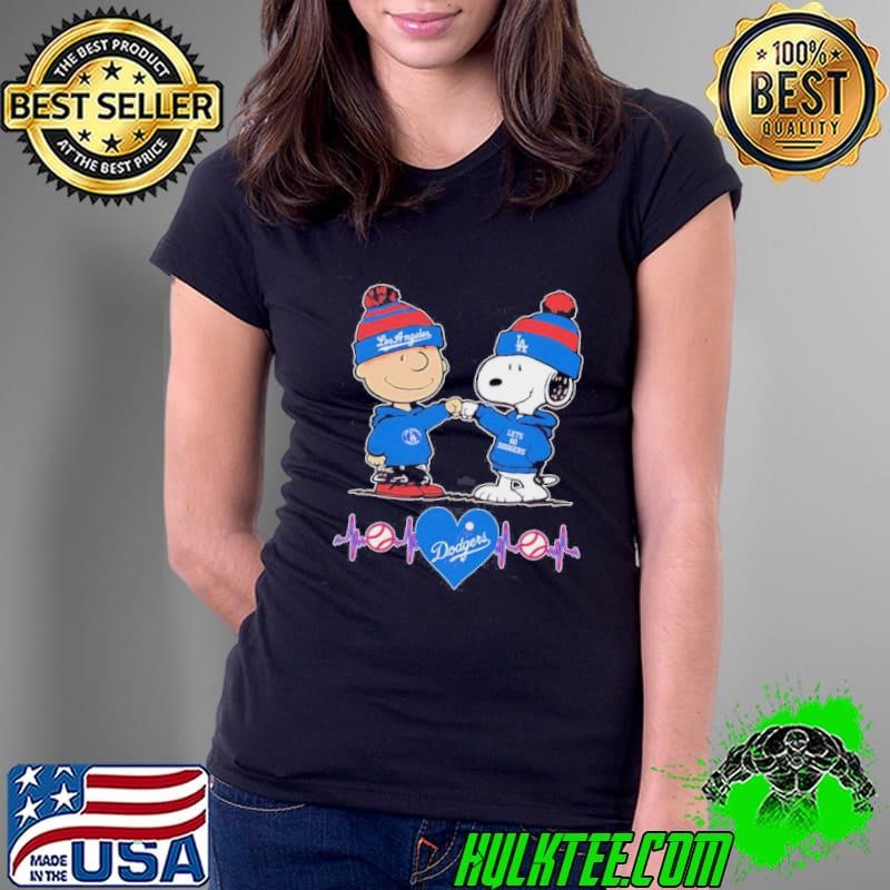 Snoopy And Charlie Heartbeat Los Angeles Dodgers Ladies Tee