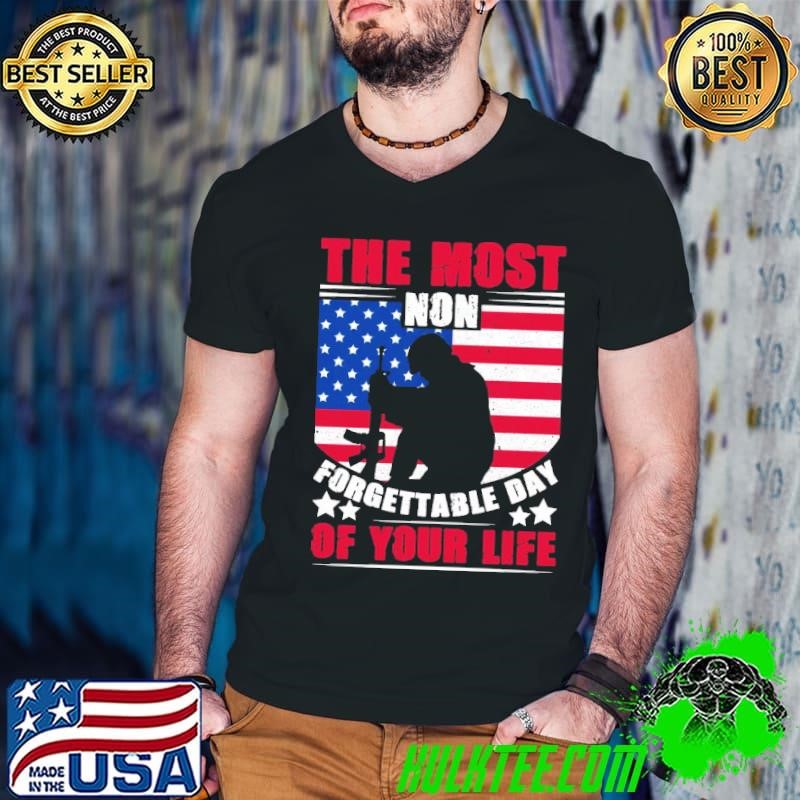 The Most Non Forgettable Day of Your Life American Flag Guys V Neck