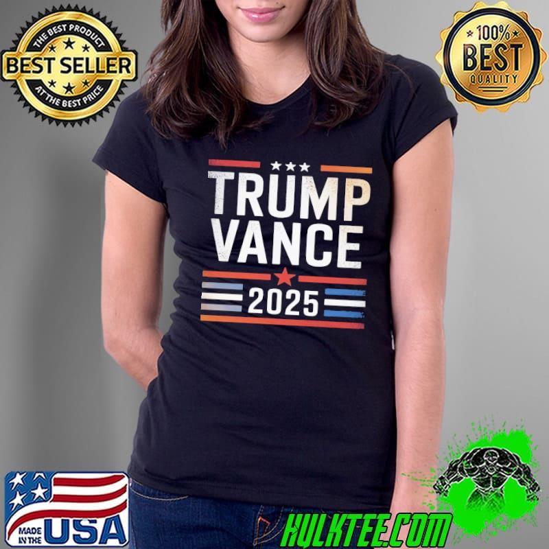 Trump JD Vance 2025 Stripe and Star Trump Vance 2025 Ladies Tee