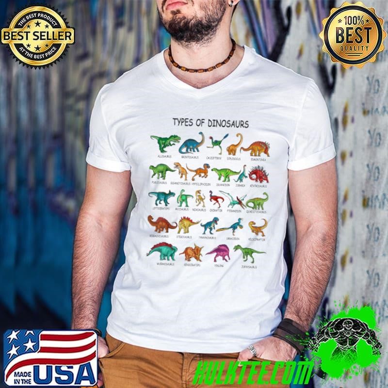 Types Of Dinosaurs Alphabet A-Z ABC Dino T-Shirt