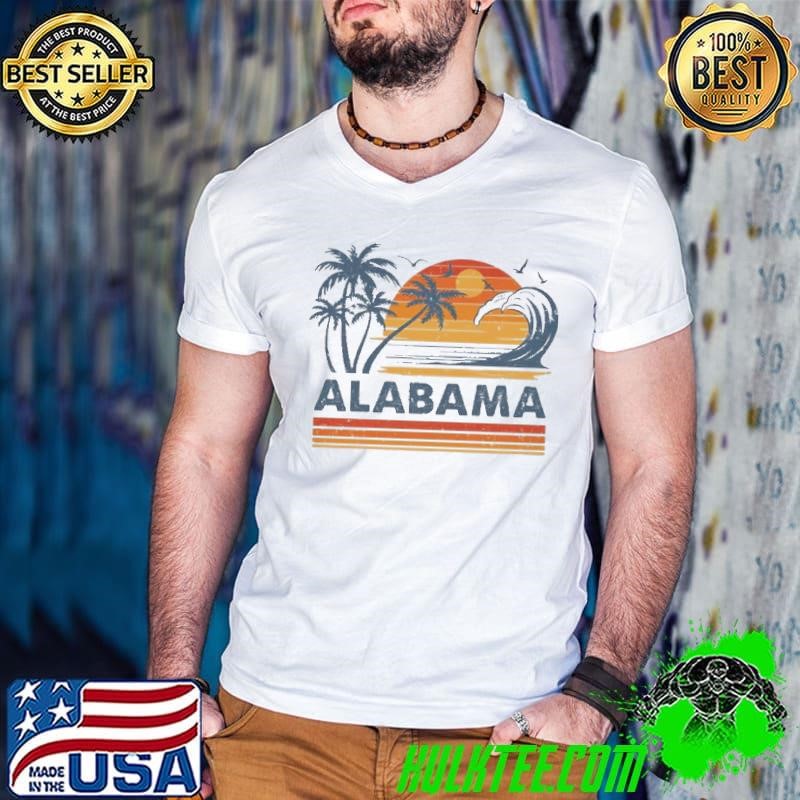 Alabama Vacation Sunset Cute 70s Vintage Retro Beach Guys V Neck