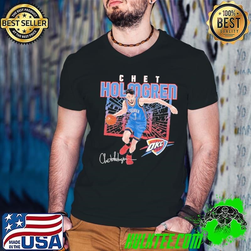 Chet Holmgren Oklahoma City Thunder MLB basketball player shattered signature shirt