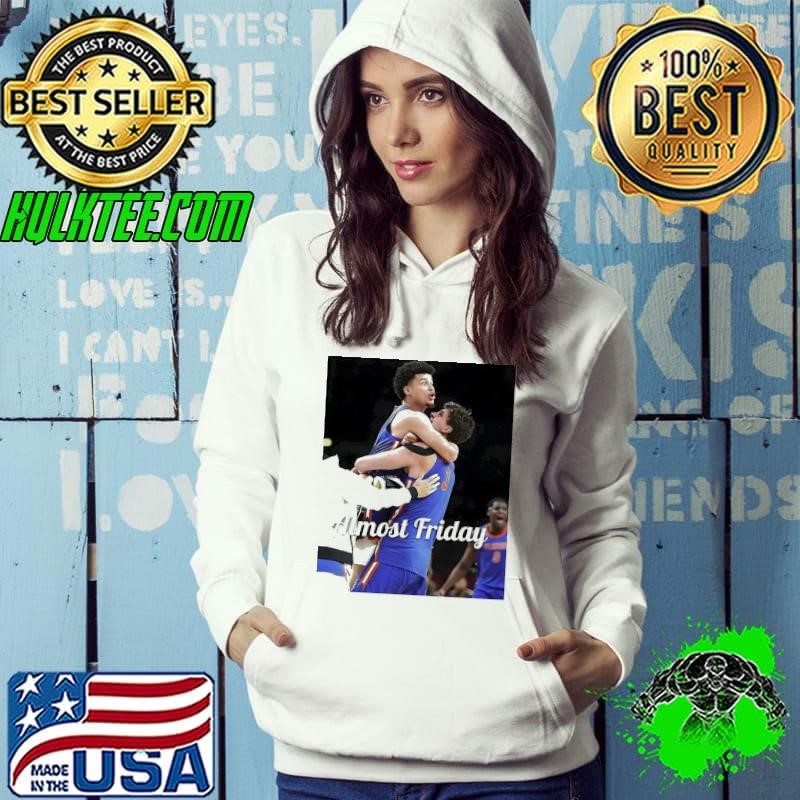 Clayton Jr. hug Micah Handlogten Almost Friday shirt