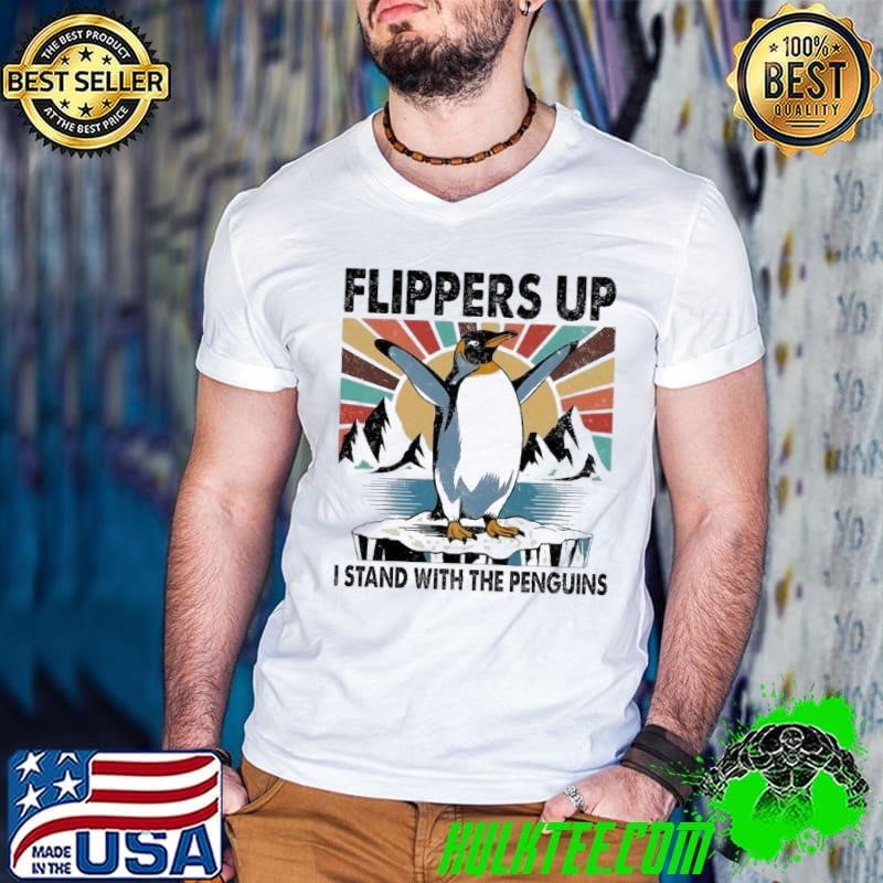 Flippers Up I stand with the Penguins Retro Sunset shirt