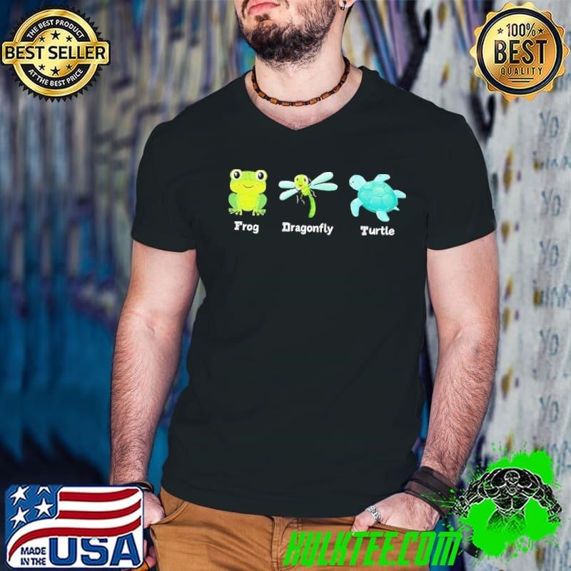 Frog dragonfly turtle Guys V Neck