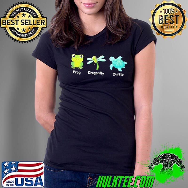 Frog dragonfly turtle Ladies Tee