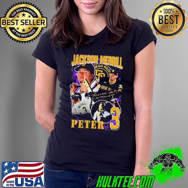 Jackson Merrill Rap San Diego Padres Vintage Baseball Graphic Ladies Tee