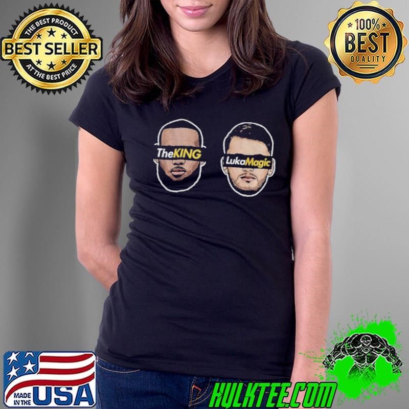 LeBron James the King and Luka Doncic Luka Magic Lakers big heads NBA Ladies Tee