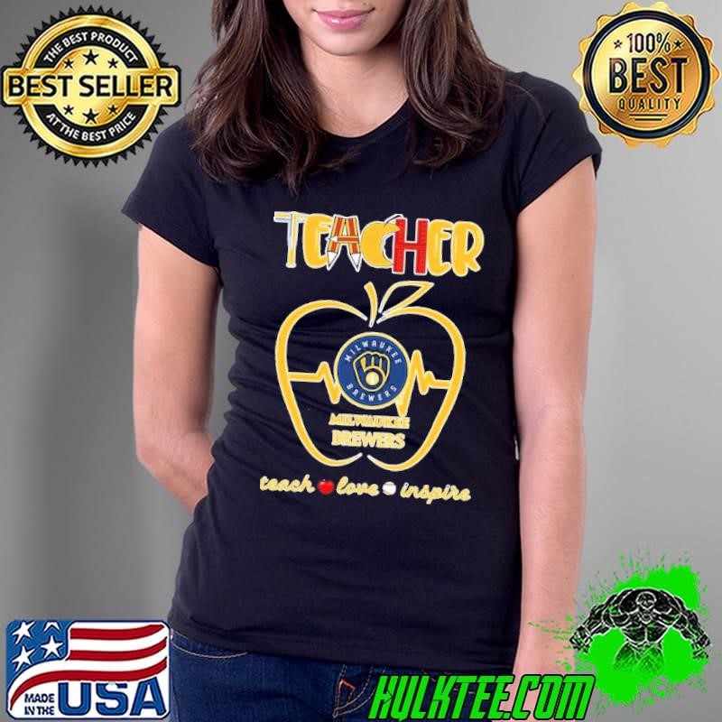 Milwaukee Brewers teacher apple teach love inspire Ladies Tee