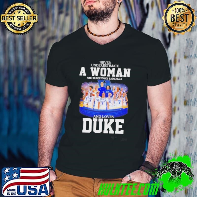 Never Underestimate A Woman Who Understands Basketball And Loves Duke Mens And Womens Player Shirt