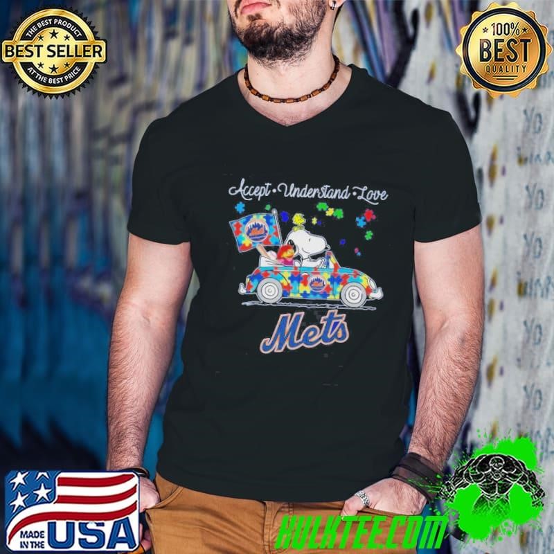 New York Mets Snoopy And Muppets Driving Car Autism Accept Understand Love Shirt