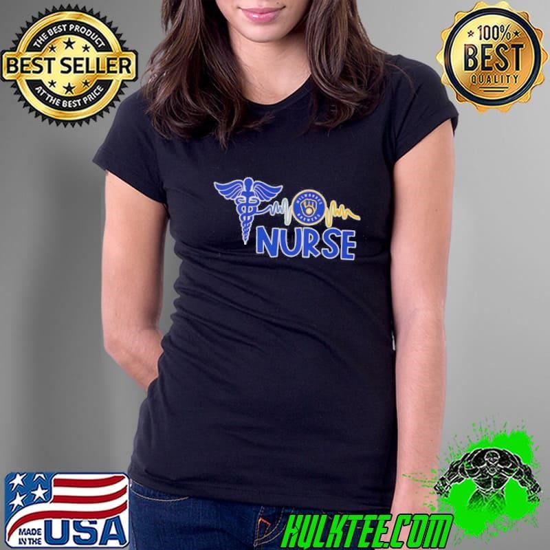 Nurse Heartbeat Milwaukee Brewers Baseball Ladies Tee