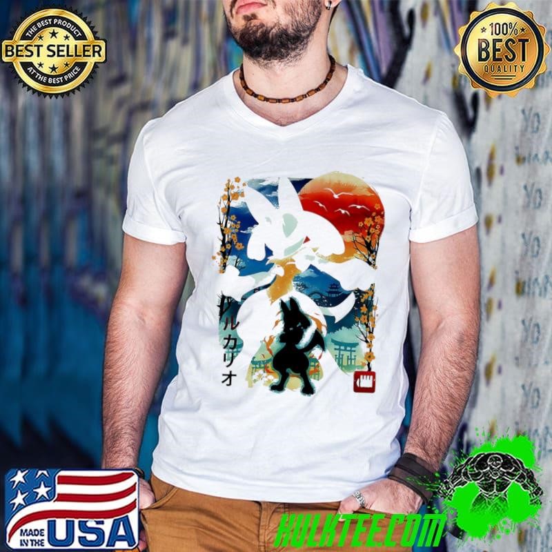 Pokémon Lucario fighting type landscape Japanese style shirt