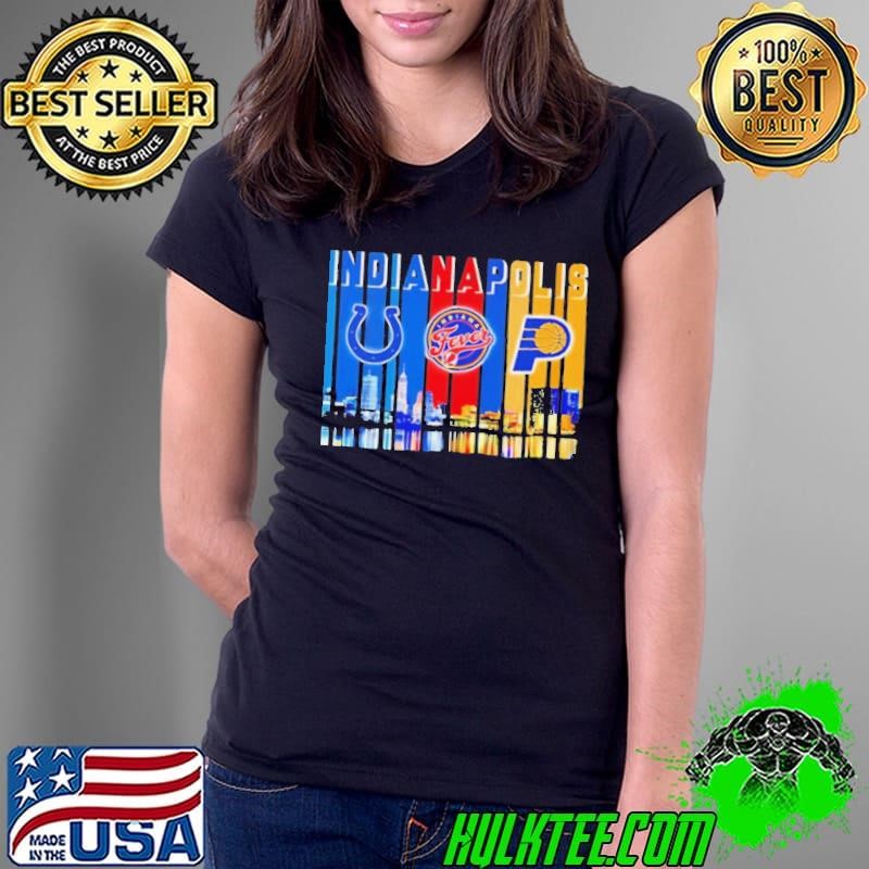 Skyline Indianapolis sports Colts Fever and Pacers logo Ladies Tee