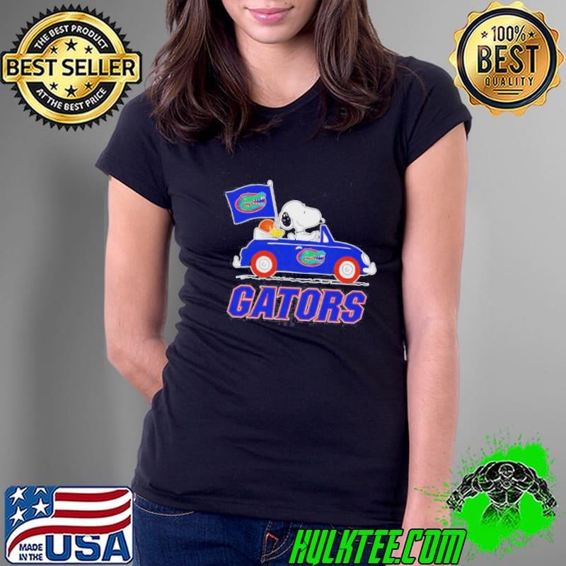 Snoopy And Woodstock Driving Florida Gators Basketball Ladies Tee