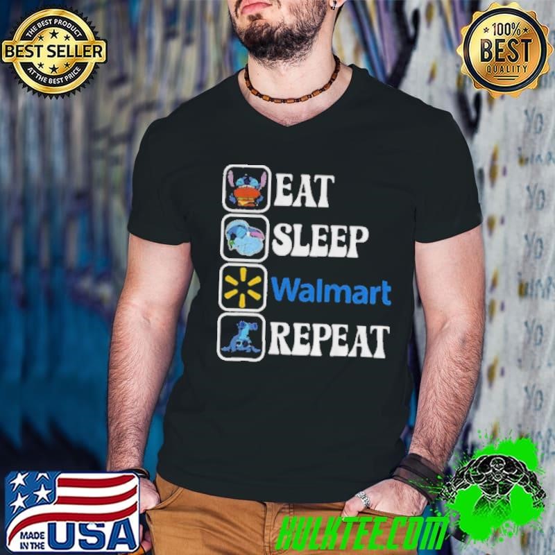 The Stitch eat sleep walmart repeat shirt