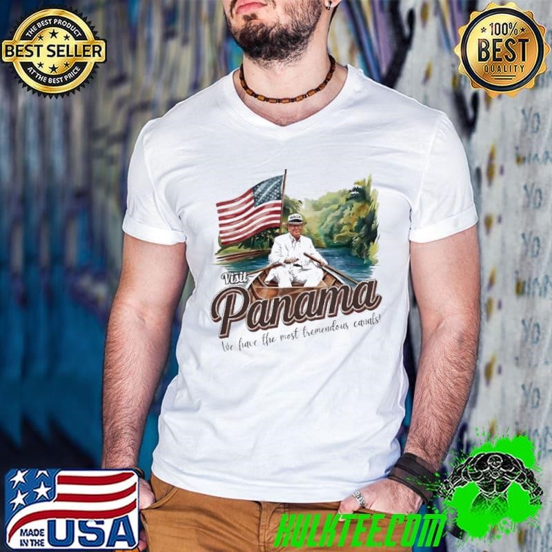 Trump visit panama we have the most tremendous Canals usa flag Guys V Neck