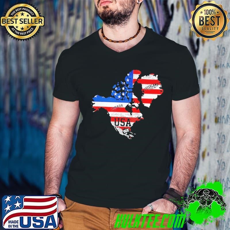 Updated Map Of America Canada Usa Flag shirt