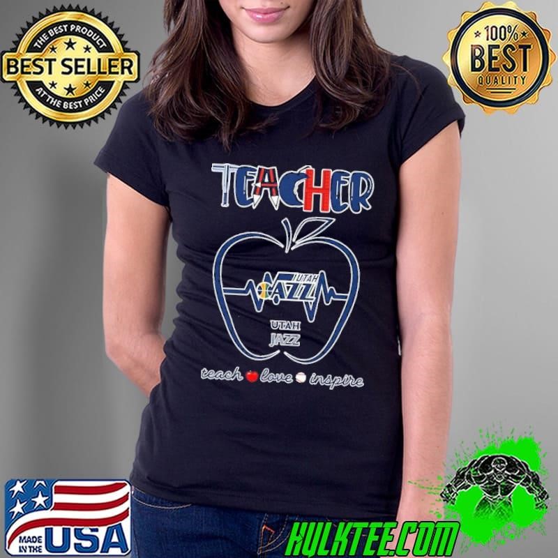 Utah Jazz teacher apple teach love inspire Ladies Tee