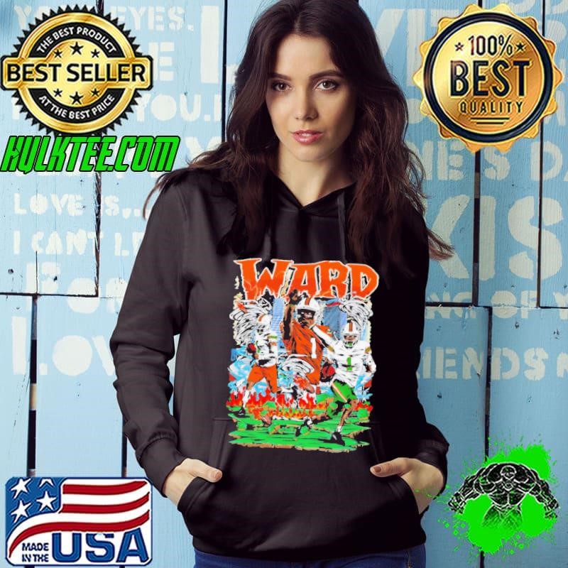 WARD Number 1 Miami Hurricanes Football Player Comic Style City Flames shirt