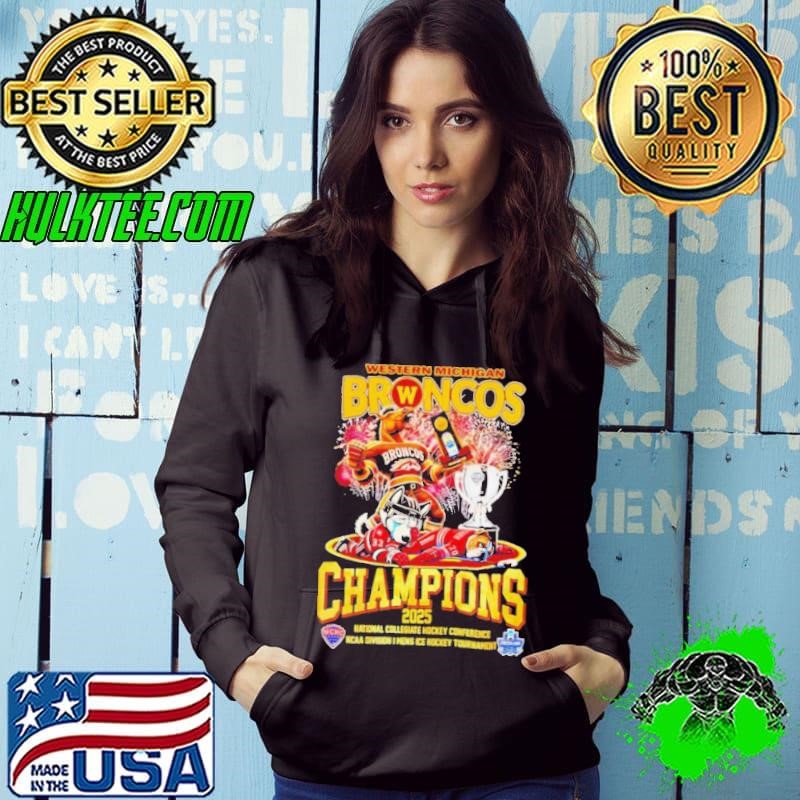 Western Michigan Broncos Champions 2025 National Collegiate Hockey mascot Hoodie