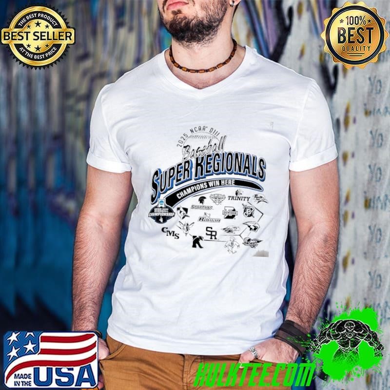 2025 NCAA DIII baseball Super Regionals Champions win here logo Guys V Neck