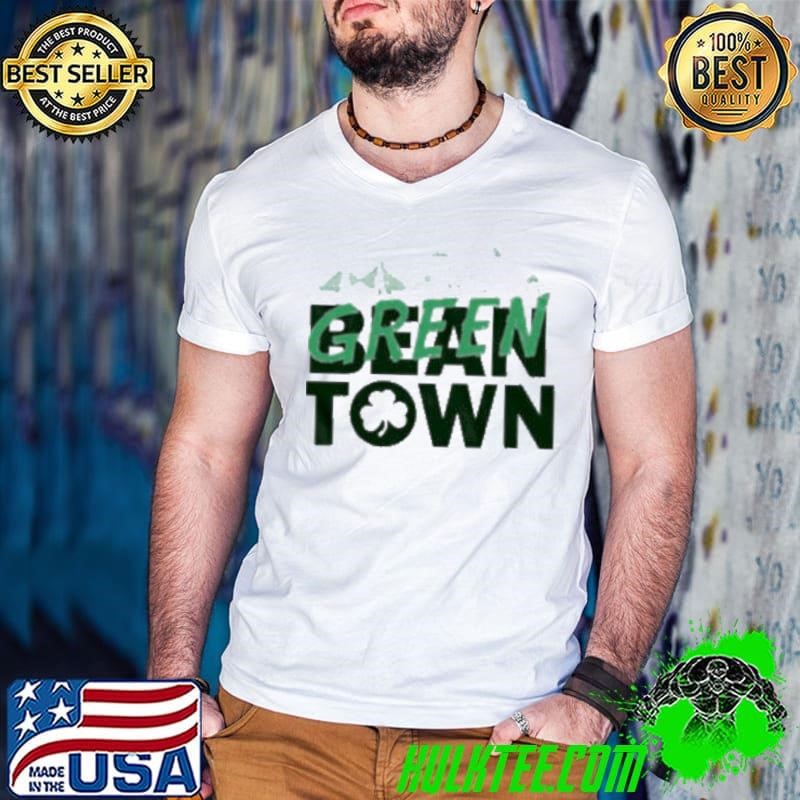 Boston basketball green town skyline shirt