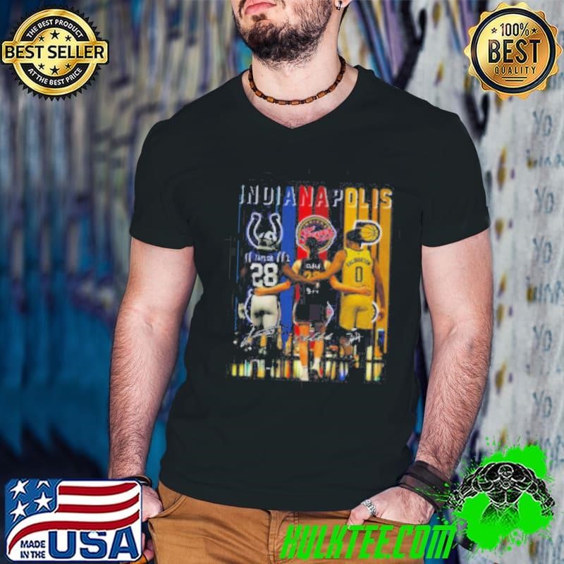 Clark Taylor Haliburton Indianapolis Sports Team players signature Guys V Neck