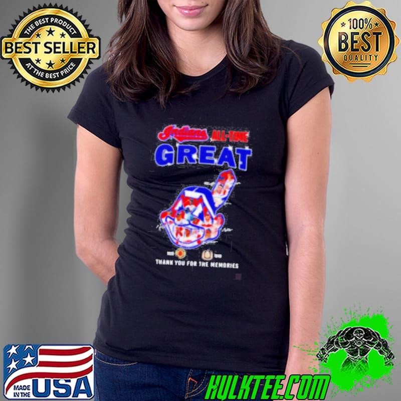 Cleveland Indians all time great 1920 1948 thank you for the memories logo players signature Ladies Tee