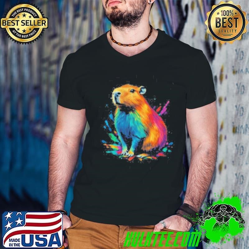 Colorful Watercolor Capybara Art Guys V Neck