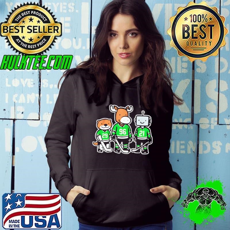 Dallas Stars hockey Jake Oettinger otter Mikko Rantanen moose and Jason Robertson Robo guys cartoon shirt