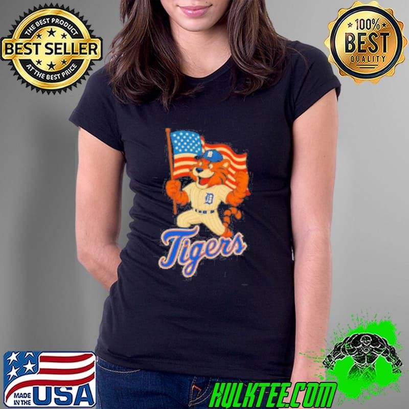Detroit Tigers Paws mascot American flag shirt
