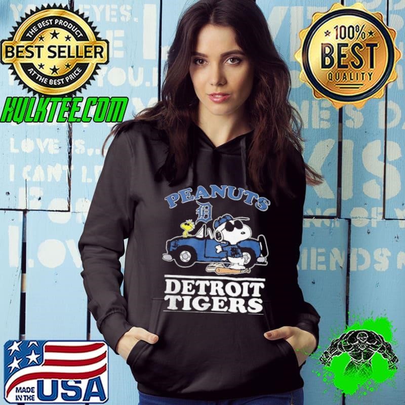 Detroit Tigers Peanuts Snoopy driving car shirt