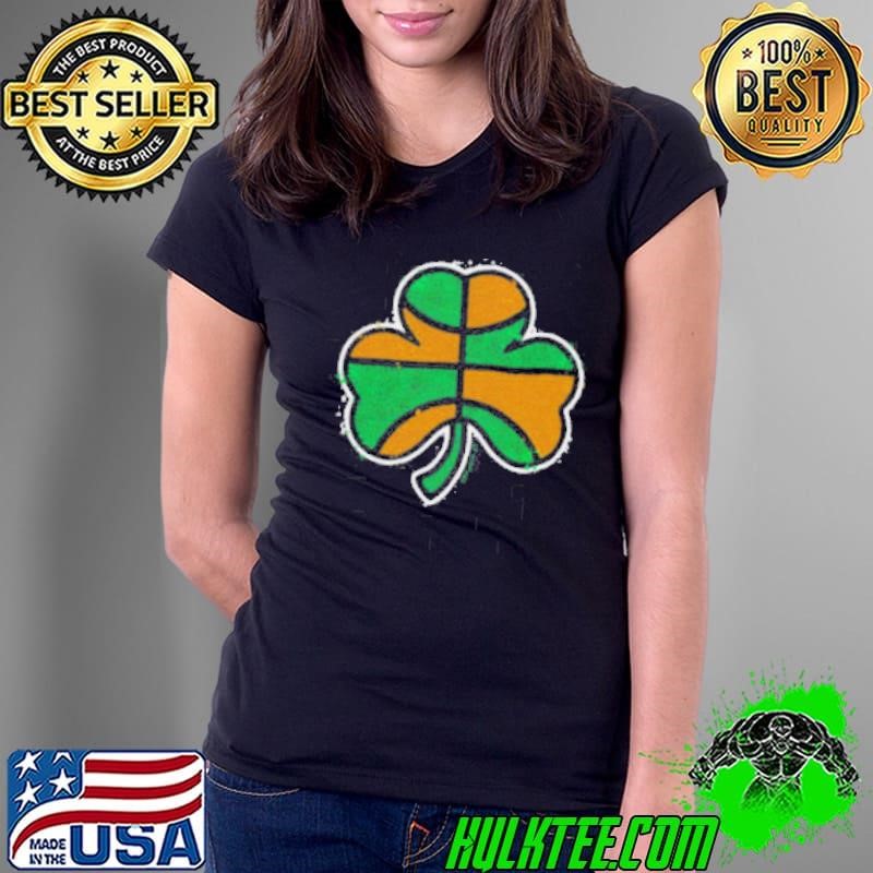 Green and gold basketball shamrock Boston Ladies Tee
