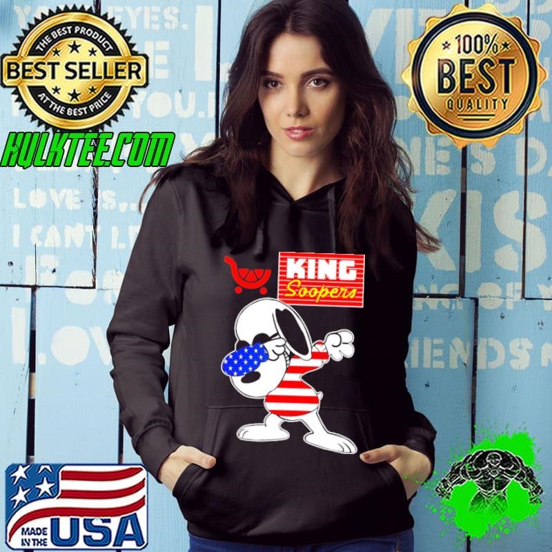 King Soopers Snoopy dabbing character logo usa flag shirt