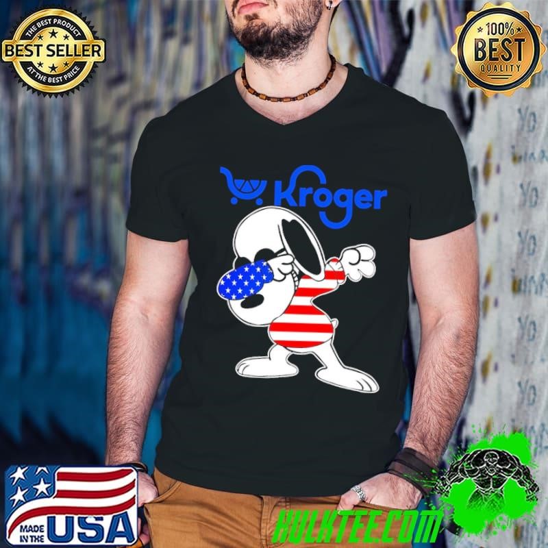 Kroger Snoopy dabbing character logo usa flag Guys V Neck