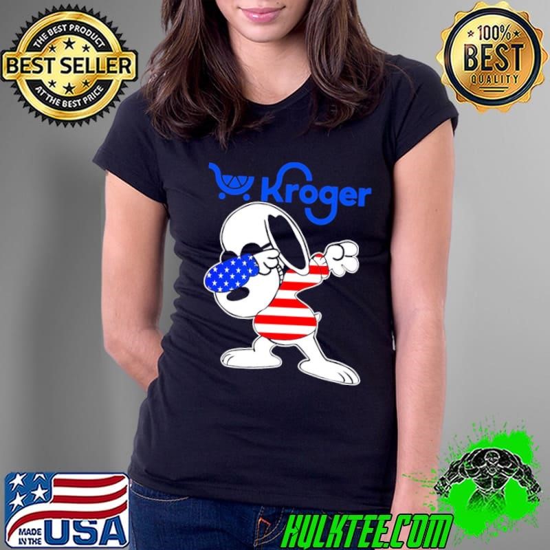 Kroger Snoopy dabbing character logo usa flag Ladies Tee