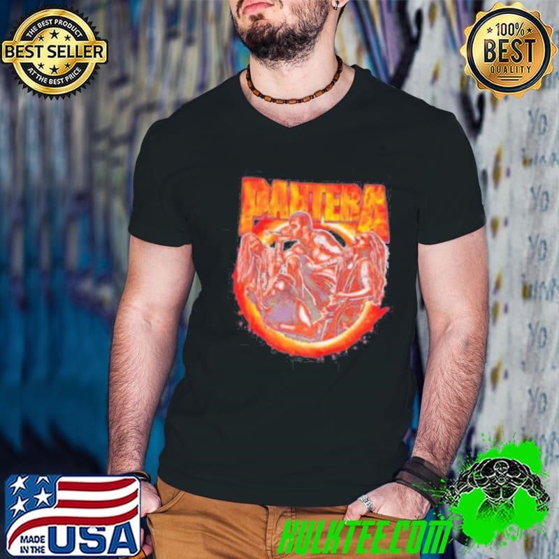Pantera Band Portrait Flames Guys V Neck