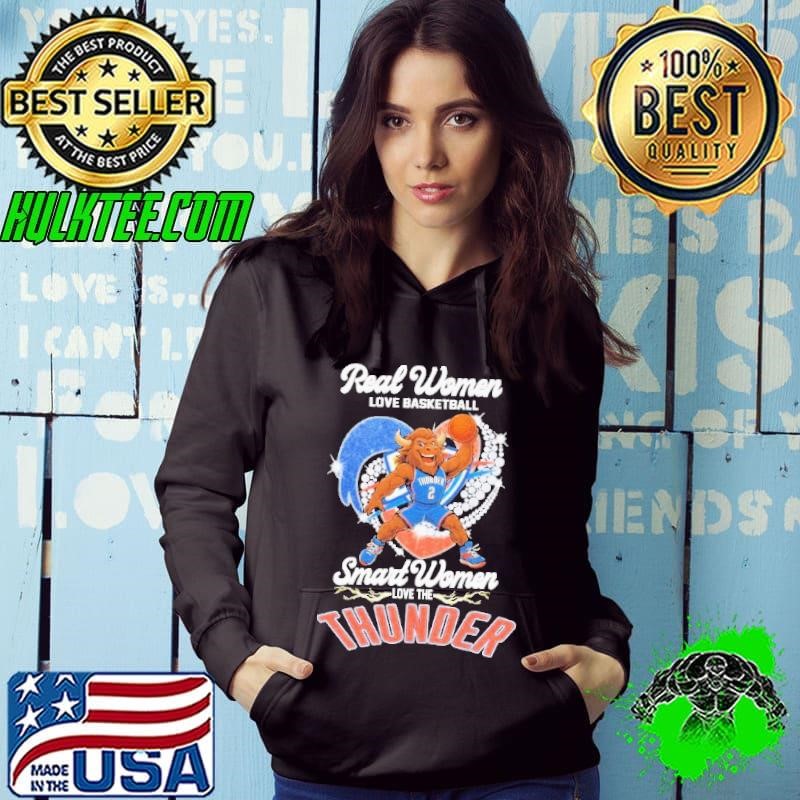 Real Women Love Football Smart Women Love The Oklahoma City Thunder Mascot Diamond Heart shirt