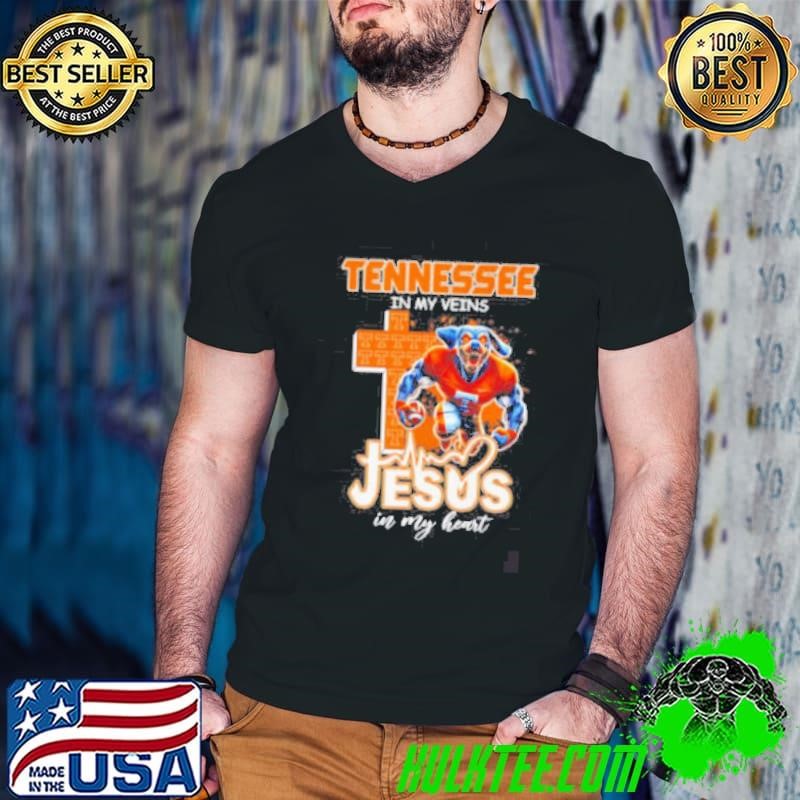 Tennessee in my veins Jesus in my heart mascot shirt