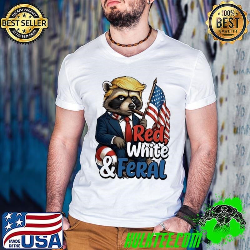 Trump raccoon 4th of july red white and feral american flag shirt