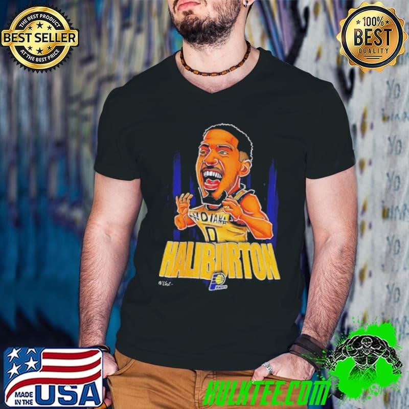 Tyrese Haliburton Indiana Pacers NBA Basketball big head cartoon Guys V Neck