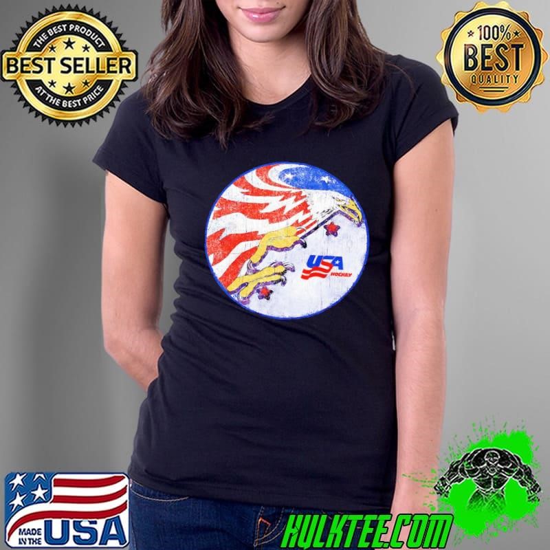 Usa hockey Eagle circle logo Ladies Tee