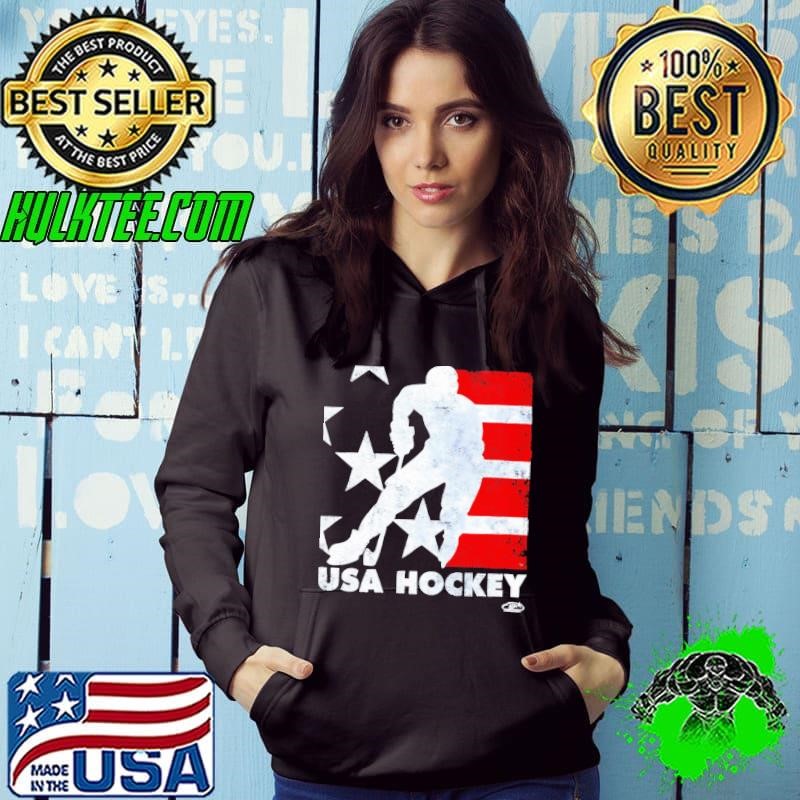 Usa hockey skater flag logo shirt
