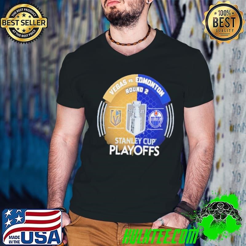 Vegas Golden Knights vs. Edmonton Oilers Inglasco 2025 Stanley Cup Playoffs Second Round Dueling Match Up Hockey Guys V Neck