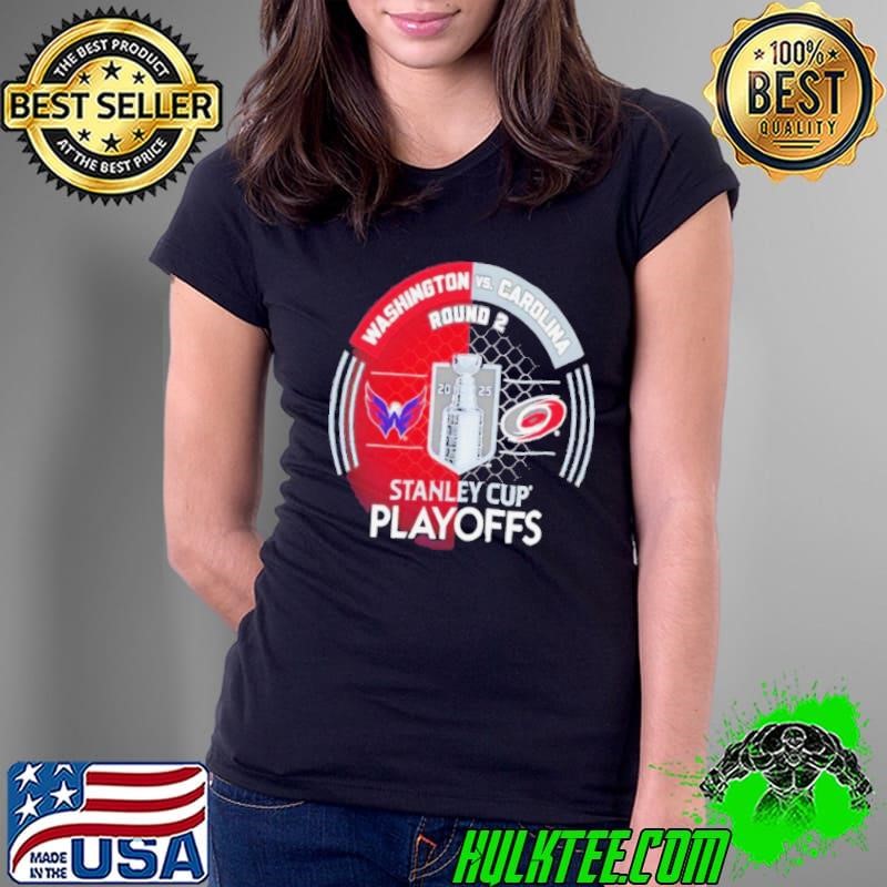 Washington Capitals vs. Carolina Hurricanes Inglasco 2025 Stanley Cup Playoffs Second Round Dueling Match Up Hockey Ladies Tee