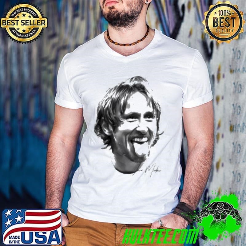 Big Head Luka Modric Real Madrid signature black white shirt