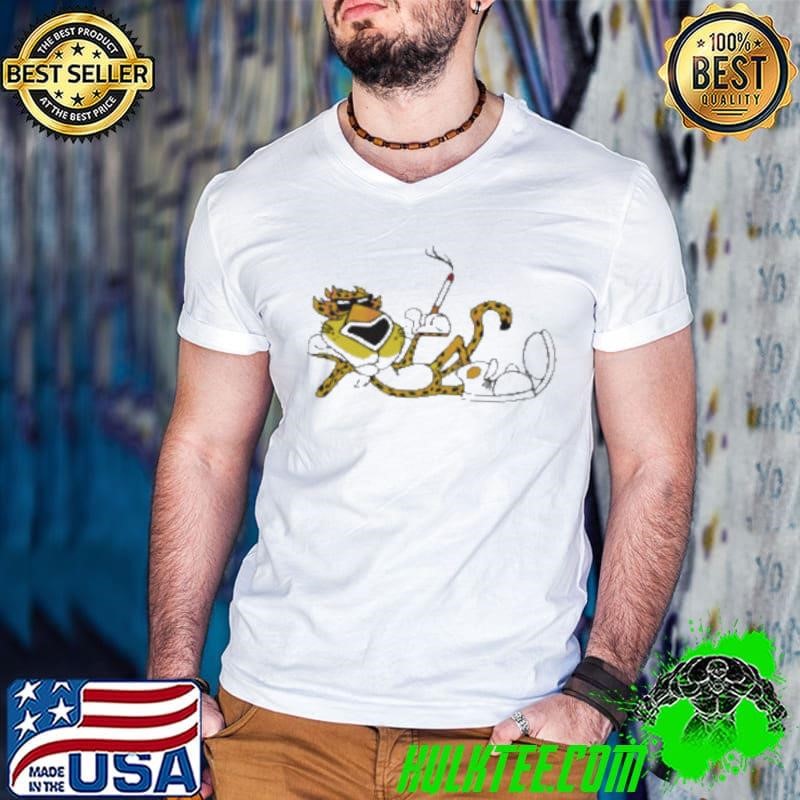 Cheetah Cigarette Cool Retro Mascot Graphic Illustration shirt
