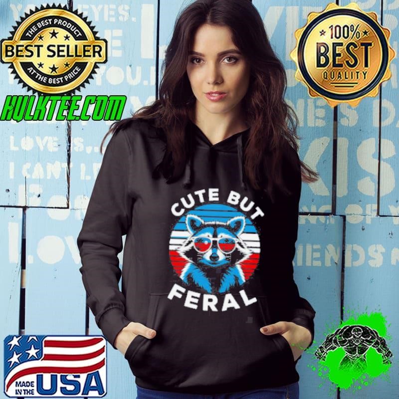Colorful Racoon With Sunglasses Racoon Funny 4th Of July Hoodie